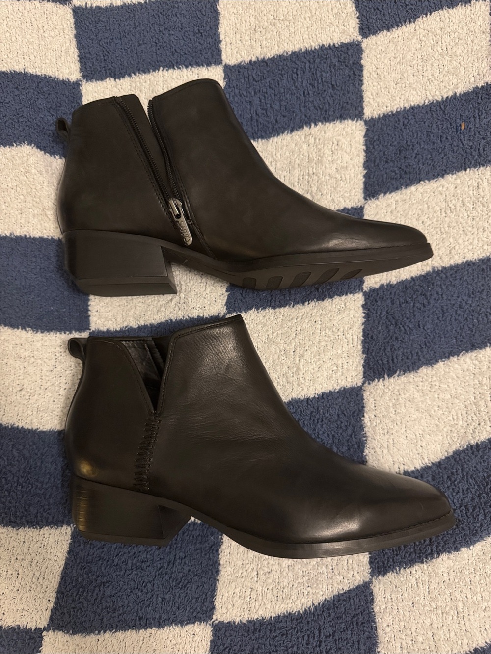 Franco Sarto Women’s Black Leather Ankle Boots - Classic Chelsea Style